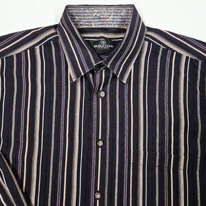Bugatchi Uomo Men’s L Stripe Dress Shirt 100% Cotton